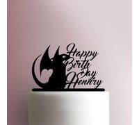 Custom Dragon Happy Birthday Name - Acrylic Cake Topper 7 Inch Width/Yellow