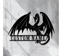 Custom Dragon Metal Wall Art, Custom Dragon Metal Sign,Personalized Dragon Name Sign Decoration For Room, Dragon Home Decor, Custom Dragon, Dragon Lover (Dragon B)