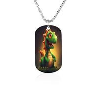 Custom Dragon with Open Mouth Dog Tag Necklace 23.6" Chain Personalized Photo Pendant for Men Women Stainless Steel Memorial Picture Couple Necklace Jewelry Keepsake Bereavement Sympathy Gifts
