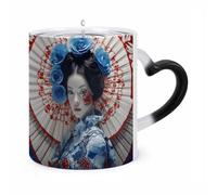 Custom Dress Up As A Geisha Heat Changing Coffee Mugs 11 Oz Ceramic Cup with Hidden Design Personalized Color Changing Heat Sensitive Magic Mug Novelty Funny Art Mug for Men Women