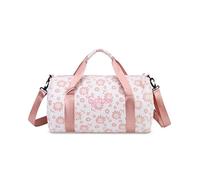 Custom Duffle Bag with Embroidered Name,Personalized Quilted Floral Travel Bag Foldable Dance Gym Gift for Women, Pink, Simple