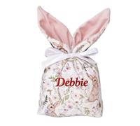 Custom Easter Gift Bag, Velvet Drawstring Pouch with Rabbit Pattern, Personalized Easter Bags for Jewellery & Candy, Small Luxury Gift Bag (AAA)
