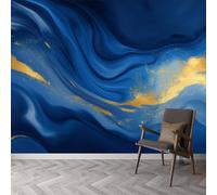 Custom Elegant Blue Marble Swirls Panoramic Wall Mural, Digital Art Wallpaper 250 x 175 cm (W x H) - Modern Large Scale Wall Art Mural Panoramic Poster for Living Room Bedroom Office