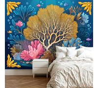 Custom Elegant Luxury Mural Wallpaper, Modern 3D Effect Backdrop Wall Art Murals, Non-Woven Coral Marine Plants Mural, Wallpaper Photo for Living Room Home Decoration 200 x 140 cm