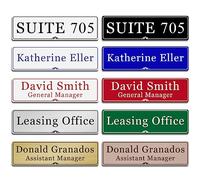 Custom Elegant Office Engraved Name Plate for Doors or Wall Sign, Personalized Office Door Name Plates with Adhesive, Laser Engraving, 10 Colors Available (Size 2.5"H x 8"L)