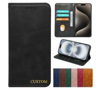 Custom Embossed Case for Google Pixel 10 Pro XL 9a 9 8 8A 7A 7 6 6A 5A 5G 5 4A 4, Personalized Name Initials Date PU Leather Wallet Flip Folio Cover with Card Holder Kickstand, Gift for Birthday
