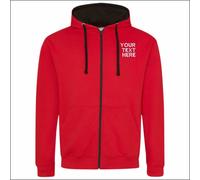 Custom Embroidered AWDis Unisex Varsity Hoodie Contrast Zip Up Hooded Sweatshirt
