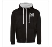 Custom Embroidered AWDis Unisex Varsity Hoodie Contrast Zip Up Hooded Sweatshirt