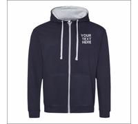 Custom Embroidered AWDis Unisex Varsity Hoodie Contrast Zip Up Hooded Sweatshirt