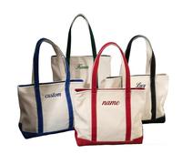 Custom Embroidered Canvas Tote Bag for Women with Name & Initials, Personalized Reusable Grocery Bags Top Zipper Closure,Ideal for Daily Essentials, Wedding & Bridesmaid Gifts,Thank You Gifts