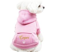 Custom Embroidered Dog Hoodie Personalized Pet Sweater With Name And Paw Print Fleece Lined Warm Pullover Cozy Winter Clothes For Small Medium Dogs Cat Christmas Birthday Gift For Pet Lovers