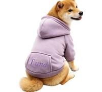 Custom Embroidered Dog Hoodie Personalized Pet Sweater With Name And Paw Print Fleece Lined Warm Pullover Cozy Winter Clothes For Small Medium Dogs Cat Christmas Birthday Gift For Pet Lovers