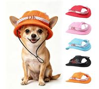 Custom Embroidered Dog Sun Hat,Personalized Mesh Pet Hat With Ear Holes Summer Pet Sun Bucket Hat For Small/Medium Dogs (Orange)