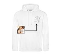 Custom Embroidered Faceless Portrait Outline Hoodie - Personalised Unisex Design Custom Hoodie - Embroidered Jumper for Men and Women - Matching Couples Gifts Hooded Sweatshirt (Arctic White, S)