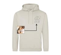 Custom Embroidered Faceless Portrait Outline Hoodie - Personalised Unisex Design Custom Hoodie - Embroidered Jumper for Men and Women - Matching Couples Gifts Hooded Sweatshirt (Natural Stone, M)