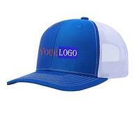 Custom Embroidered Hat Logo Personalised Mesh Baseball Cap Mens Summer 112 Trucker Cap,Unisex Embroidered Cap Dad/Mom Gifts Blue White