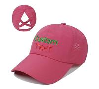 Custom Embroidered Logo Criss Cross Ponytail Hat Women Washed Distressed Baseball Caps Adjustable High Messy Bun Ponycap Blue