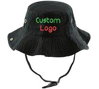 Custom Embroidered Logo & Text Bucket Hat Design Your Own Personalized Summer Sun Fishing Hats Black