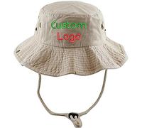 Custom Embroidered Logo & Text Bucket Hat Design Your Own Personalized Summer Sun Fishing Hats Khaki