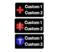 Custom Embroidered Name Patch with Star of Life Medical Emblem, Set of 2 Personalized 2-Line Text Iron-On/Hook-Backed Paramedic Applique Patch