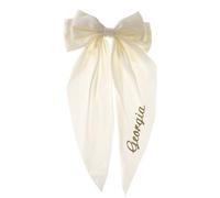 Custom Embroidered Satin Hair Bows, Personalized Coquette Aesthetic Large Bow Clip For Girls, Boutique Monogram Hair Accessories For Birthday Party, Flower Girl Gift, Christmas Stocking Stuffer