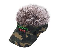Custom Embroidered Text Men's Novelty Spiked Hair Visor Sun Funny Golf Hats Fake Wig Peaked Adjustable Baseball Dad Caps