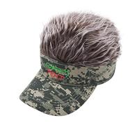 Custom Embroidered Text Men's Novelty Spiked Hair Visor Sun Funny Golf Hats Fake Wig Peaked Adjustable Baseball Dad Caps