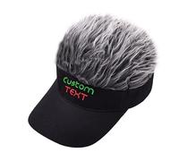 Custom Embroidered Text Men's Novelty Spiked Hair Visor Sun Funny Golf Hats Fake Wig Peaked Adjustable Baseball Dad Caps Black Grey