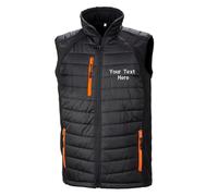 Custom Embroidered Text Result Core Compass Padded Softshell Gilet Bodywarmer