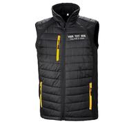 Custom Embroidered Work Padded Gilet for Men | Personalised Lightweight Body Warmer with Embroidery Text | Staff Uniform or Outdoor Layer | Add Your Business Name, 3XL, Black/Yellow