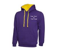 Custom Embroidered Your Text Un ontrast Hooded Sweatshirt Unisex Sports Gym
