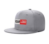 Custom Embroidery Mens Snapback Baseball Cap Hip Hop Style Flat Visor Adjustable Outdoor Cap Unisex Adjustable Breathable Grey