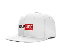 Custom Embroidery Mens Snapback Baseball Cap Hip Hop Style Flat Visor Adjustable Outdoor Cap Unisex Adjustable Breathable White