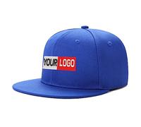 Custom Embroidery Mens Snapback Baseball Cap Hip Hop Style Flat Visor Adjustable Outdoor Cap Unisex Adjustable Breathable Blue
