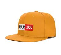 Custom Embroidery Mens Snapback Baseball Cap Hip Hop Style Flat Visor Adjustable Outdoor Cap Unisex Adjustable Breathable Yellow