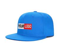 Custom Embroidery Mens Snapback Baseball Cap Hip Hop Style Flat Visor Adjustable Outdoor Cap Unisex Adjustable Breathable Light Blue