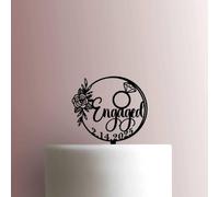 Custom Engaged Date - Acrylic Cake Topper 6 Inch Width/Black