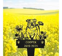Custom English Bulldog Dog Memorial Marker, Dog Pets Headstone Sign | Memorial Plaques for Outdoors, Dog Memorial Gifts for Loss of Dog, Garden Decor, Grave Decorations for Cemetery, Grave Marker