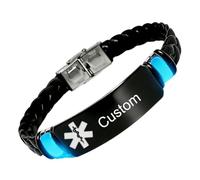 Custom Engrave Medic ID Bracelet Glow in the Dark Personalised Silicone Medical Alert Identification Wristband for Food Drugs Allergies, Epilepsy, Diabetic, Condition Reminder for Daily Ice