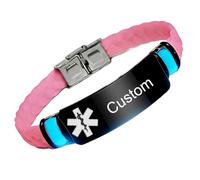 Custom Engrave Medic ID Bracelet Glow in the Dark Personalised Silicone Medical Alert Identification Wristband for Food Drugs Allergies, Epilepsy, Diabetic, Condition Reminder for Daily Ice