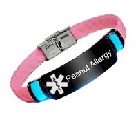 Custom Engrave Medic ID Bracelet Glow in the Dark Personalised Silicone Medical Alert Identification Wristband for Food Drugs Allergies, Epilepsy, Diabetic, Condition Reminder for Daily Ice