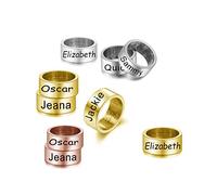 Custom Engraved 1-10 Name Bead Personalized Family ID Name Charm Bead Fit Bracelet Necklace for Men Father Grandpa Boy Boyfriend Birthday Valentine Gift 316L Stainless Steel Silver DIY Beads