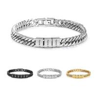 Custom Engraved 2-6 Names Cuban Link Mens Bracelet Personalized Gift for Dad/Grandpa, Personalized Stainless Steel Bracelets for Men, To My Man, Men's Bracelets Gifts for Men Husband Boyfriend