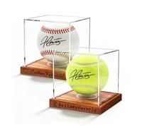 Custom Engraved Baseball Display Case, Personalized Name & Text Engraving, Clear Acrylic Box with Wooden Base, Autographed Baseball Storage Display Case (C)