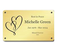 Custom Engraved Brass Memorial Plaque - Personalised with Dove, Rose, Candles, Praying Hands, Cross or Heart Icons - 7 Lines Text - Indoor/Outdoor - 2mm Thick (Large)