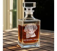 Custom Engraved Decanter with Dog Photo,Personalized Whiskey Dispenser,Gift for Dog Lover or Pet Owner,Father's Day,24 Oz Whiskey Bottle,Gift for Men,Birthdays,Christmas or Retirement