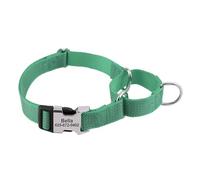 Custom Engraved Dog Collar Personalized Nylon Dog ID Buckle Collar With Handle Reflective Anti-lost(Green 2,L)