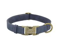 Custom Engraved Dog Collar Personalized PU Leather Dog Collar Padded Pet ID Collar(Blue,L)
