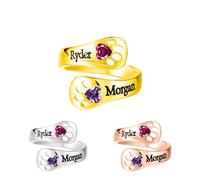 Custom Engraved Dog Rings with Heart Birthstone 925 Sterling Silver Pet Lovers Puppy Paw Print Adjustable Ring Animal Jewelry Memorial Gifts For Women Pets Loving Friend Families With Box