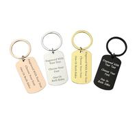 Custom Engraved Dog Tag Keyring - Personalised Stainless Steel Keyring for Him or Her - Velvet Bag - Black, Silver, Gold, Rose Gold - Add Your Own Text (Rose Gold)